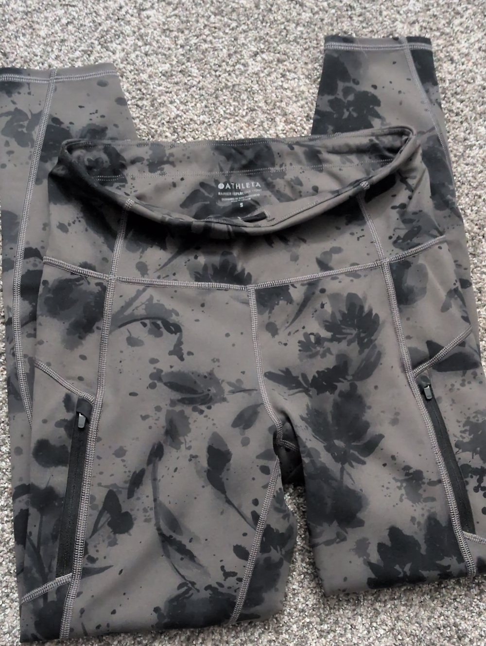 Athleta Gray-Black Rainier Reflective Tignt